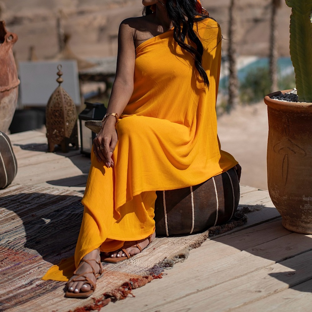 Zara One shoulder kaftan